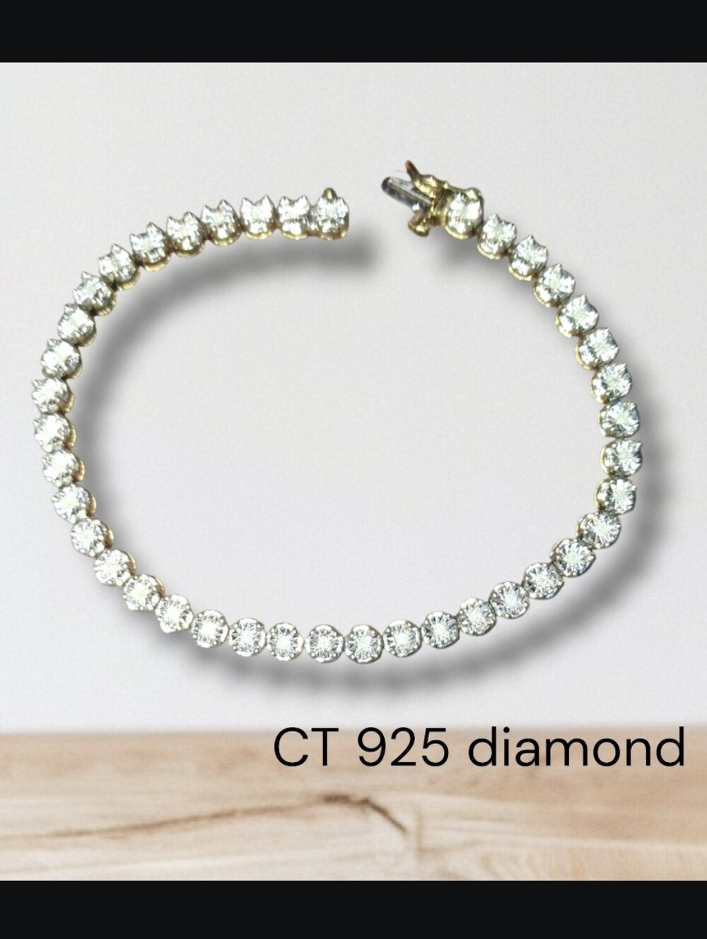 Gold Diamond Vermeil Sterling Silver 925 Tennis Bracelet CT Safety Clasp